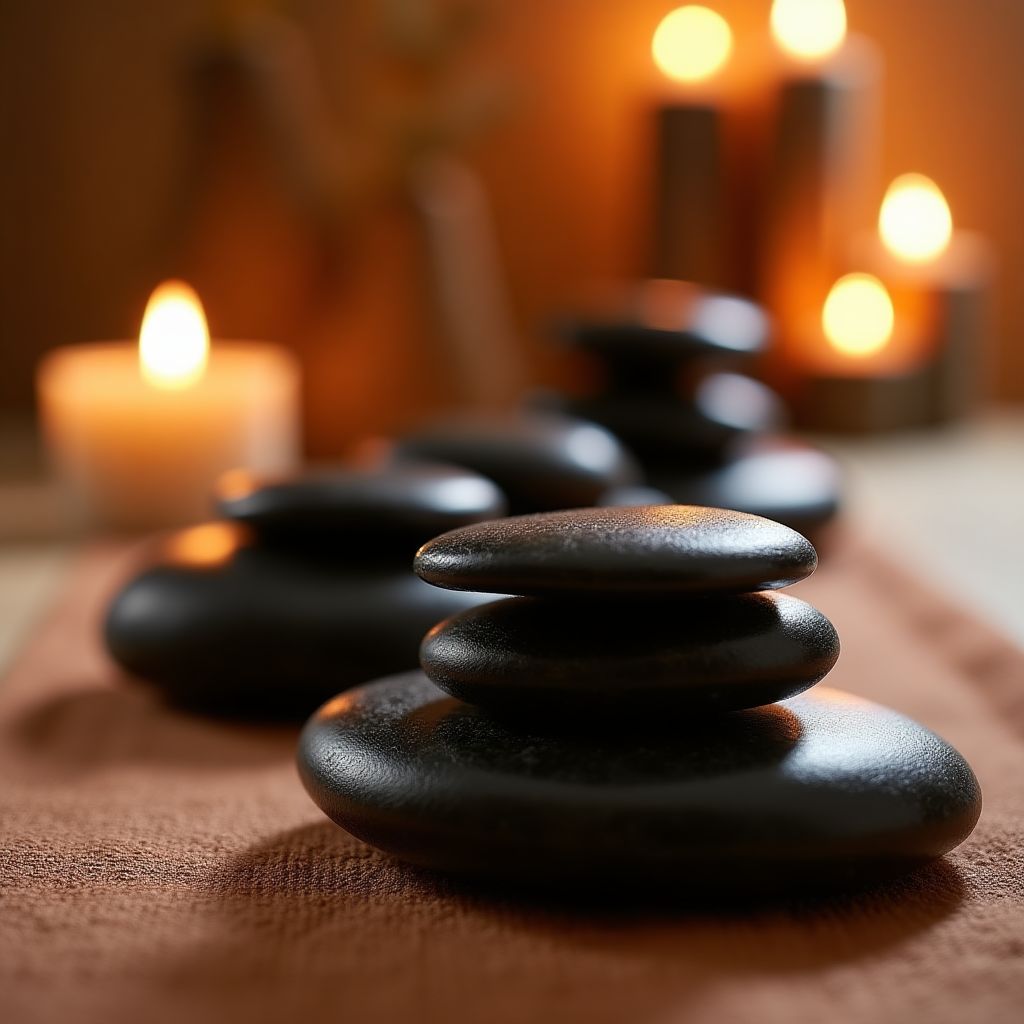 Hot stone therapy setup